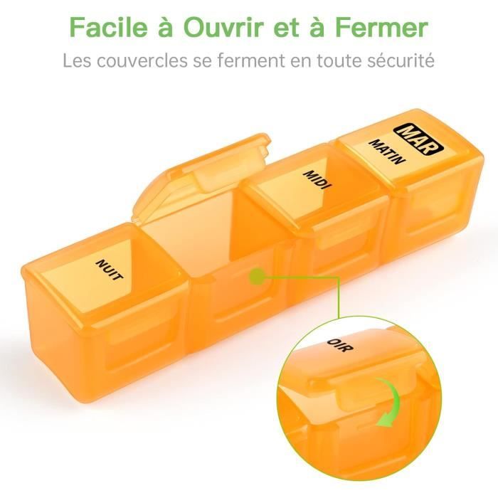 Pilulier Semainier 7 Jours 28 Compartiments - Noir - Organisation Médicaments