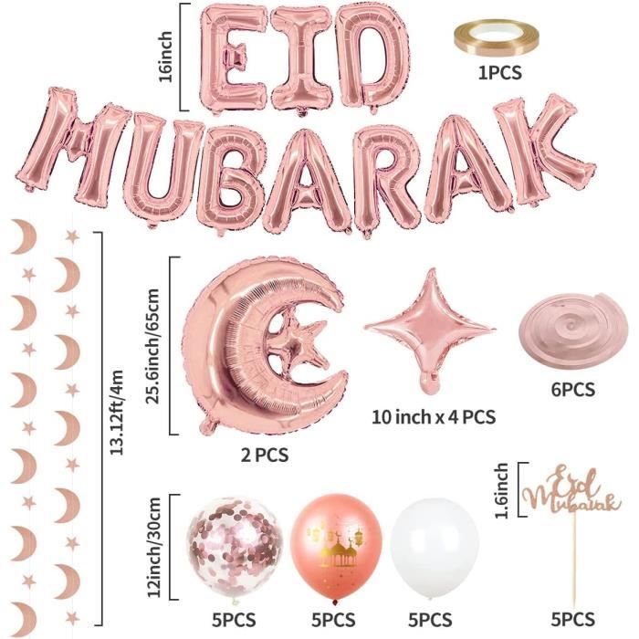 Décoration Ramadan 2023, Eid Mubarak Decoration Set Contient Ballon Eid  Mubarak, Ballons Etoile Lune, Eid Mubarak Bannière, [u11384] - Cdiscount  Maison