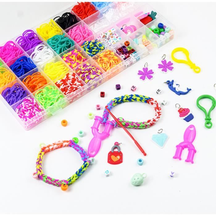 1600PCS Bricolage Enfant Elastique Bracelet Kit, Cadeau Fille 5-12