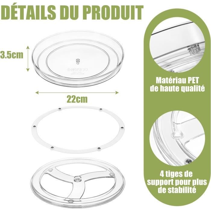 Porte Épices Rond,Plateau Tournant Cuisine Rangement 2 Pièces
