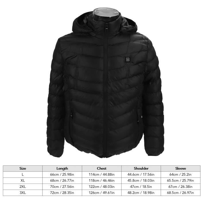 Veste Chauffante à Capuche,Veste Chaude avec 3 Niveaux de  Chauffage,Interface USB pour Ski Moto-Hommes- Femmes-sans Batterie Noir -  Cdiscount Prêt-à-Porter