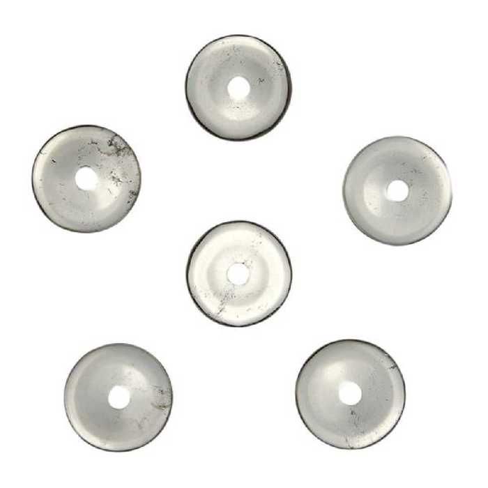 Pendentif Donut Chinois En Quartz Bleu - Diamètre 4 Cm, Pierre Naturelle
