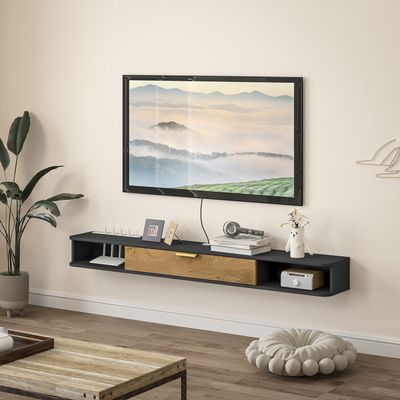 HOMCOM Meuble TV Mural Suspendu Banc TV Meuble pour télévision