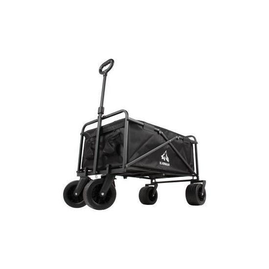 Chariot à Main Pliable Pour Plage Et Jardin - Poignée Réglable, Poche Latérale, Charge 176 Lbs - Tous Terrains