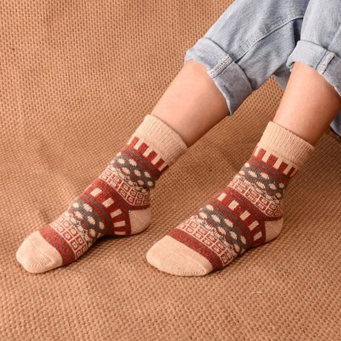 Lot de 5 paires chaussettes femme en laine et coton épais douce  confortables respirantes absorbant pour hiver --taille 25--41 Rose -  Cdiscount Prêt-à-Porter