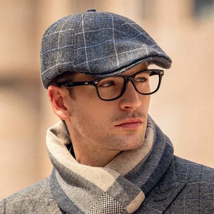 Casquette,Casquette à Carreaux Pour Homme Et Femme, Béret Décontracté, Chaud, Couple, Automne Et
