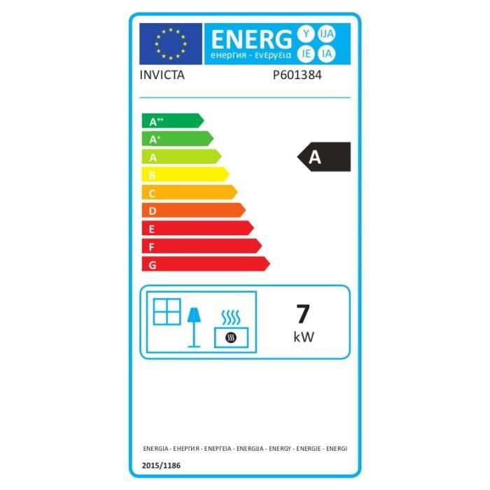 Poêle à Bois Invicta Remilly – 7 KW (max 10,5 KW), Fonte Naturelle, Noir, Fabriqué En France