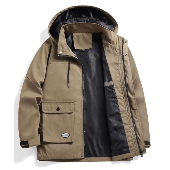 Veste Softshell Homme Imperméable Avec Capuche - Pour Randonnée, Hiver, Coupe-vent, Style Cargo