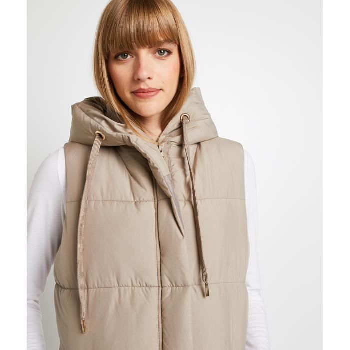 GRAIN DE MALICE Doudoune longue sans manches femme Beige
