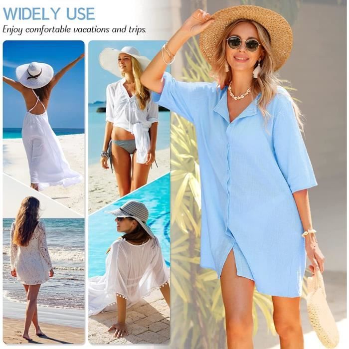 Robe de Plage Femme Longue Eté Bikini Cover Up Taille bleu Bleu - Cdiscount  Prêt-à-Porter