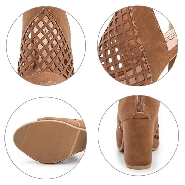 Sandales Femme Relativity Marron En Cuir - Taille 8 US (M) - Bout Ouvert, Talon Haut - Fabriqué Au Brésil, Occasion