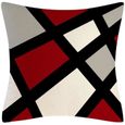 4 pièces Housse de coussin en Noir Rouge Motif géométrique Housse de coussin 45x45cm[720]-3