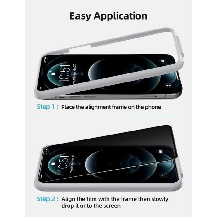 BENKS 2 Pièces Verre Trempé pour iPhone 12 Pro Max Anti Espion Film  Protection Ecran avec Kit Installation, 3D Couverture Complète Privacy  Vitre Protecteur pour iPhone 12 Pro Max - 6,7 Pouces : : High-Tech