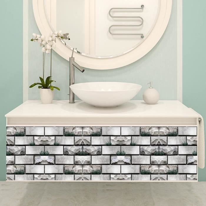 Autocollants Carrelage Mosaïque 15x15cm - Lot De 10 - Vert - Vinyle Adhésif Étanche Cuisine & Salle De Bain
