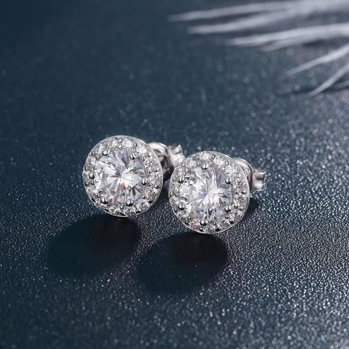 Boucles D'oreilles Double Face Argent Sterling Avec CZ - Style 'jacket' Pour Mariage - Neuf Sans Emballage
