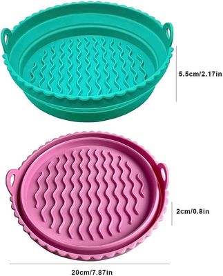 Moules Silicone Pour Air Fryer - 2 Pièces Réutilisables Vert Et Rose - Compatible Four Micro-ondes Et Cuiseur Vapeur