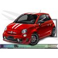 Fiat 500  - BLANC - Kit complet abarth Capot hayon toit   - Tuning Sticker Autocollant Graphic Decals-0