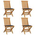 Chaises de jardin en bois de teck Bonne qualité® - Contemporain - Anthracite - 4 pcs-0