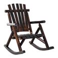 Outsunny Fauteuil de Jardin Adirondack à Bascule Rocking Chair Style Rustique Chic Bois Sapin traité carbonisation-0