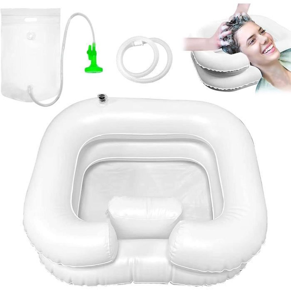 Lavabo à Cheveux Gonflable Portable, Bassin de Shampooing Gonflable