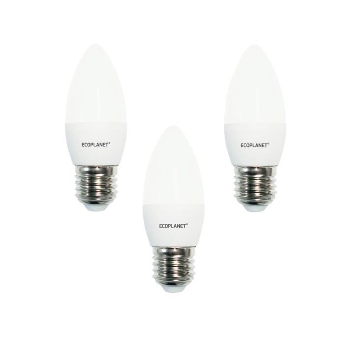 Lot de 3 Ampoules LED E27 Forme Bougie C35, 5W = 40W, Blanc
