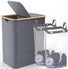 NECHE Panier a linge 150L Sac Intérieur Amovible 2 Paniers de Rangement Chariot à linge 57x37x70cm Gris