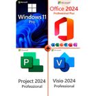 FAST SOFTWARE Clé USB 8 GO MEGA PACK Windows 11 Pro + Office 2024 + Visio 2024 + Project 2024 | Téléchargement | Envoi Rapide