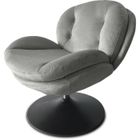 Fauteuil - ATHM DESIGN - RONDO - Velours Gris - Pieds Métal Noir - 1 place