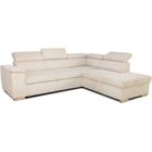 CASAPY Canapé d'angle convertible réversible 5 places DAYTONA - Velours côtelé beige - Coffre de rangement - L 260 x H 94 x P 216 cm