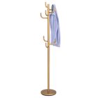 IDIMEX Porte-manteaux MILA portant pour vêtements sur pied hauteur 174 cm socle rond et 8 crochets, meuble d'entrée en métal laqué or