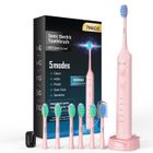 KNKA Brosse à dents électrique rechargeable sans fil 5 modes brosse à dents sonic - 3 intensités - Avec 6 têtes de rechange - Rose