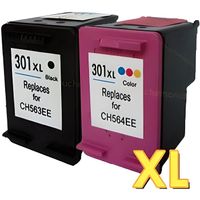 Pack 2 cartouches compatibles HP 301 XL - ENVY  4502 - 1 noire et 1 couleurs