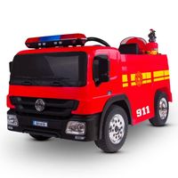 Camion de Pompier Electrique Rouge 35W pour Enfant avec Casque, Lance et Extincteur