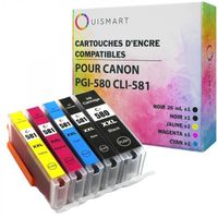 Ouismart® PGI-580 CLI-581 Pack 5 Cartouches Compatibles CANON PGI-580XL CLI-581XL 580 581 580XL 581XL pour imprimante Canon Pixma