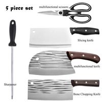 5 Pièces Set Couteaux de Cuisine couteau à viande fruit  découper les os couteau de chef en acier inoxydable Taille crayon-002