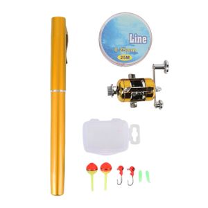 Mini stylo de poche télescopique portable canne à pêche sur glace canne à poisson + moulinet
