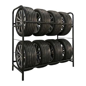 VEVOR Support De Rangement Pour Pneus Capacite 4 Pneus, Rack A Pneus En Acier Robuste Avec Roues Etagere De Stockage De Pneus Jusqua 225 Mm De Large Capacite De Charge 100 Kg Pour Garage Atelier 88727060