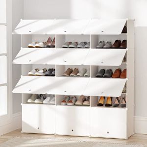 Armoire à chaussures, Étagère à chaussures en plastique, Système d'étagères