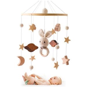 MOBILE Bébé mobile pour lit bébé, lapin de style berceau mobile pour garçons filles 3d nuages animaux bébé mobile mobile pour berceau 