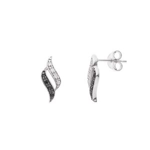 Boucles D'oreilles Clous (puces) En Argent 925 - Zirconium Noir 2mm - Rhodié - Neuf Avec étiquettes