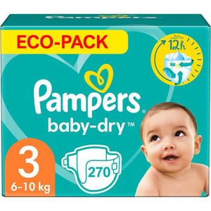 COUCHE PAMPERS BABY-DRY TAILLE 3 270 COUCHES (6-10 KG)
