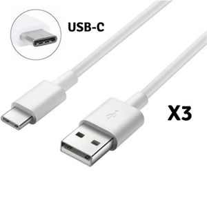 CÂBLE TÉLÉPHONE Lot 3 Cables Type USB-C Chargeur Blanc [Compatible