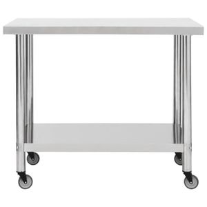 PLAN DE TRAVAIL LEX Table de travail de cuisine avec roues 80x60x85 cm Inox - Qqmora - OVN30727
