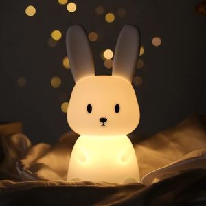 VEILLEUSE BÉBÉ YNDE Veilleuse Enfant Bebe Bunny LED Veilleuse Pâques Cadeau Bébé 7 Couleurs Silicone Rechargeable USB Lapin Tactile Lampe de Ch43