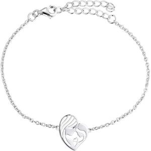 BRACELET - GOURMETTE YL Bracelet Mère et fille 925 Bracelet coeur en argent Cadeaux pour les femmes maman, (18 + 2CM)306