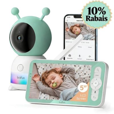 HelloBaby Babyphone Camera, 3,2'' Baby Phone avec Caméra Vidéo, 360° PTZ Camera Bebe Surveillance avec VOX, Vision Nocturne, Capteur de Température, Audio Bidirectionnel Visiophone pour Bébé