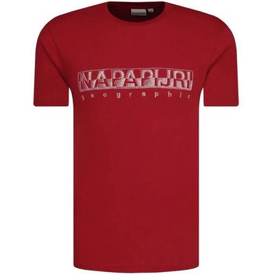 T-shirt Napapijri Homme – Manches Longues, Col Ras Du Cou, Bordeaux, Taille M