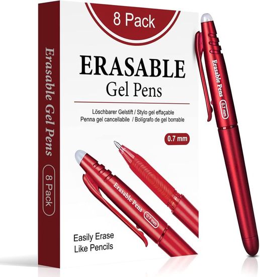 Lot De 8 Stylos à Bille Effaçables à Encre Gel Bleu - Stylo Friction 0,5 Mm Réutilisable Pour École, Bureau Et Créativité