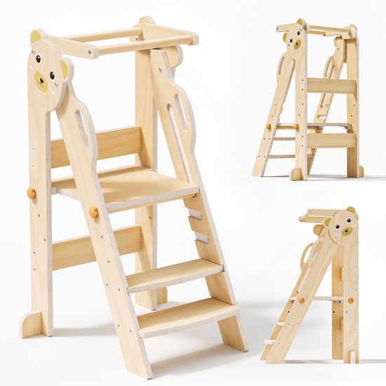 Tour Empilable CUBIDI En Bois – Jeu D’adresse, Cartes Animaux, Hêtre Massif, Allemand, Dès 3 Ans
