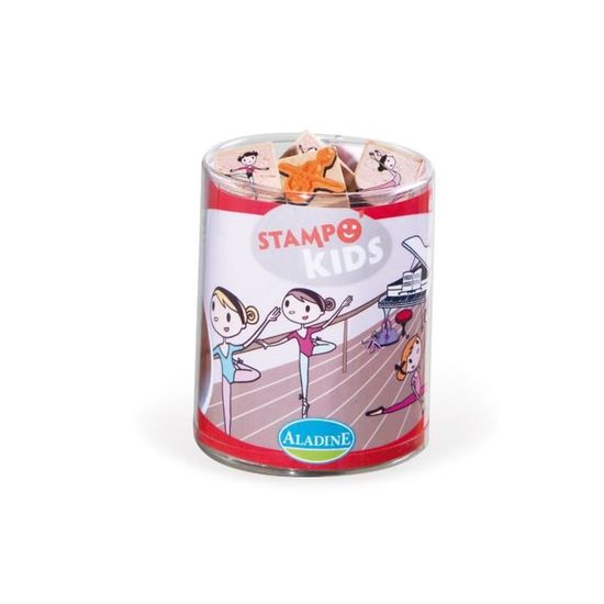 Aladine Stampo Baby Engins - Kit Tampons Pour Enfants Dès 18 Mois - 4 Tampons + Encreur Orange Lavable
